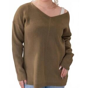 NEW VERY MODA hana v-neck sweater in olive